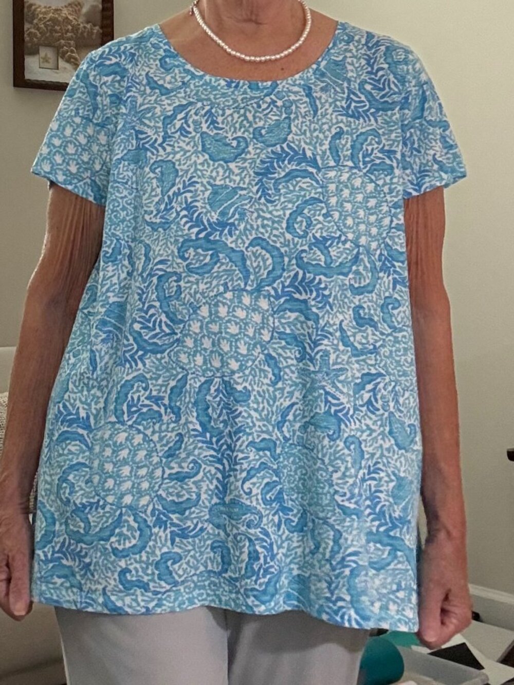 Lilly Pulitzer XL Sea to Shining Sea Short Sleeve Tunic Top
